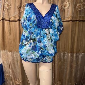 Blue Floral Women's Top